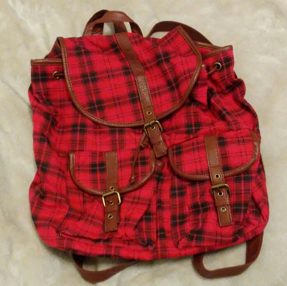 Charlotte Russe plaid backpack purse